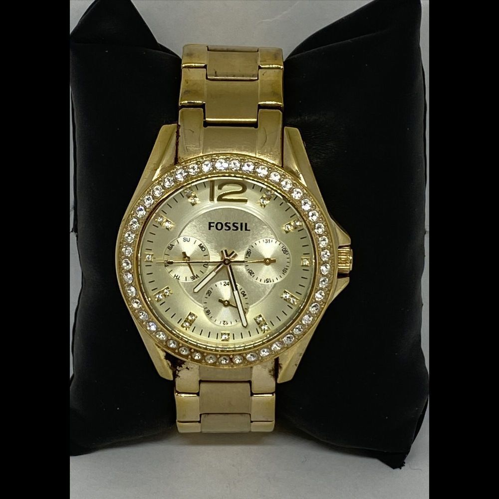 Fossil Riley ES3203 Women's Gold Stainless Steel Analog Dial Quartz Watch KL362